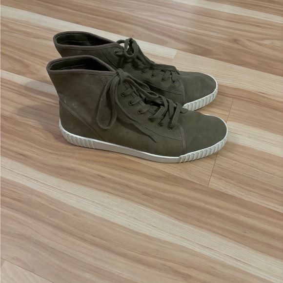 Vince Linen Wolfe Sneakers in Olive Green Size 7.5 - Picture 5 of 10